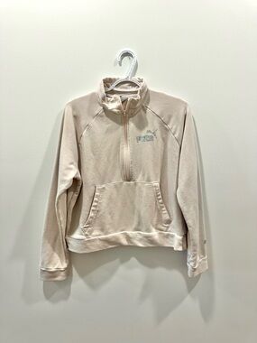 Puma 1/2 Zip Sweatshirt Womens Medium M Light Pink Active Mock Neck
